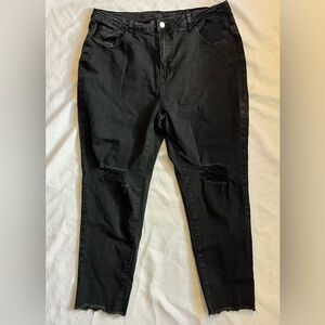 SHEIN Curve Women's Black Distressed Jeans 18 inch Waist, Size 3XL